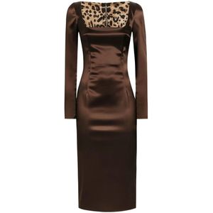 Dolce & Gabbana, Dames, Jurken, Bruin, Maat: M Satijn,