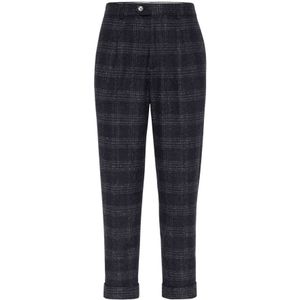 Brunello Cucinelli, Heren, Broeken, Grijs, Maat: XS Leer,