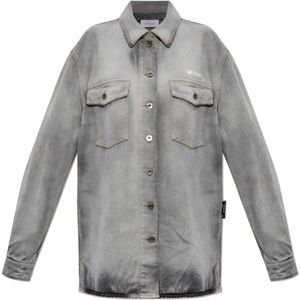 Off White, Dames, Blouses & Shirts, Grijs, Maat: S Denim,