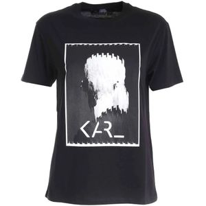Karl Lagerfeld, Dames, Tops, Zwart, Maat: XS Katoen,