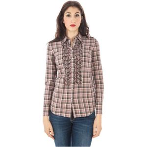 Fred Perry - Overhemden - Roze - Blouse met Lange Mouwen en Italiaanse Kraag
