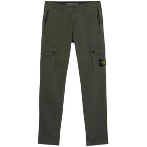 Stone Island, Heren, Broeken, Groen, Maat: W33 Katoen,