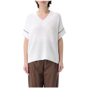 Brunello Cucinelli, Dames, Truien, Wit, Maat: S Katoen,