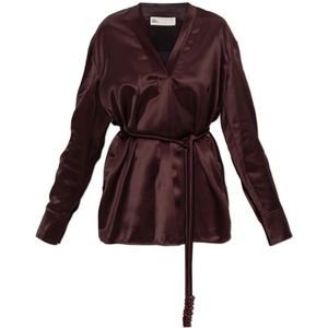 Tory Burch, Dames, Blouses & Shirts, Rood, Maat: 2XS Viscose,