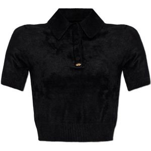 Amiri, Dames, Tops, Zwart, Maat: M Leer,