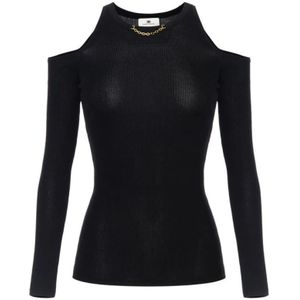Elisabetta Franchi, Dames, Tops, Zwart, Maat: XS Zijde,