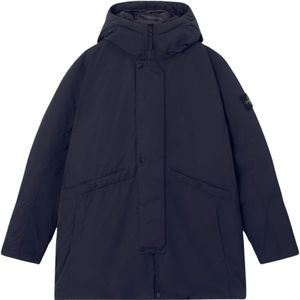 Stone Island, Heren, Mantels, Blauw, Maat: L Poliester,