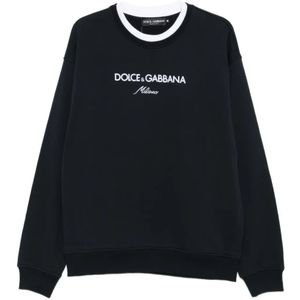 Dolce & Gabbana, Heren, Sweatshirts & Hoodies, Blauw, Maat: M Katoen,