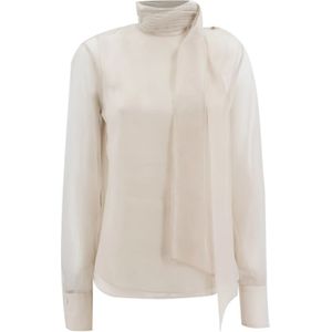 Brunello Cucinelli, Dames, Blouses & Shirts, Beige, Maat: L Zijde,