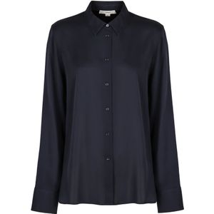 Vince, Dames, Blouses & Shirts, Blauw, Maat: XS Zijde,