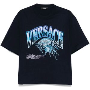 Versace, Heren, Tops, Blauw, Maat: 2XL Katoen,