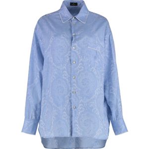 Etro, Dames, Blouses & Shirts, Blauw, Maat: S Katoen,