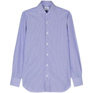 Finamore, Heren, Overhemden, Blauw, Maat: XL Katoen,