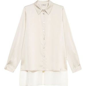 Oltre, Dames, Blouses & Shirts, Beige, Maat: S Satijn,
