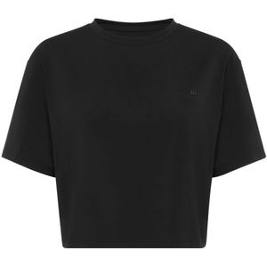 Plein Sport - Shirt - Zwart - Jersey - Kwartmouw, Ronde Hals, Normale Pasvorm