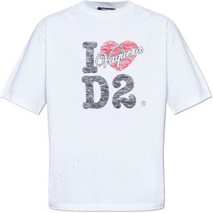 Dsquared2, Heren, Tops, Wit, Maat: L Katoen,