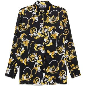 Versace Jeans Couture, Dames, Blouses & Shirts, Zwart, Maat: 2XS Viscose,