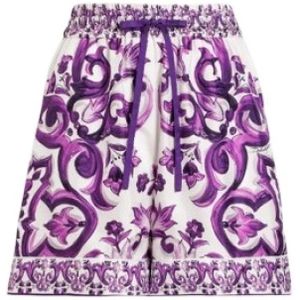 Dolce & Gabbana, Dames, Korte broeken, Paars, Maat: XS Zijde,