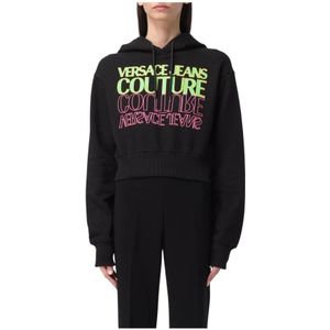 Versace Jeans Couture - Hoodie - Zwart - Katoenmix - Logo Print - Capuchon