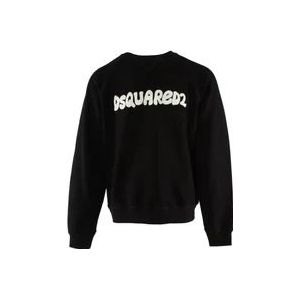 Dsquared2 Cool Fit Crewneck Zwarte Katoenen Trui , Black , Heren , Maat: XL