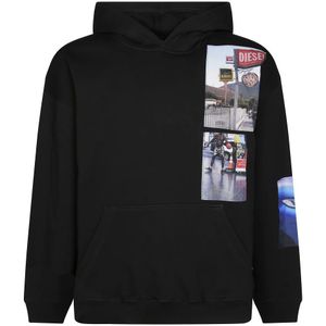 Diesel, Heren, Sweatshirts & Hoodies, Zwart, Maat: S Katoen,