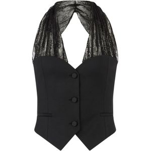 Nina Ricci - Vest - Zwart - Dames - Chantilly Kanten Bandjes
