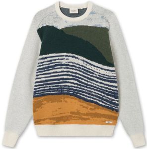 Forét - River Jacquard Wool Knit - Gebreide Trui - Cloud - 50% Gerecyclede Wol