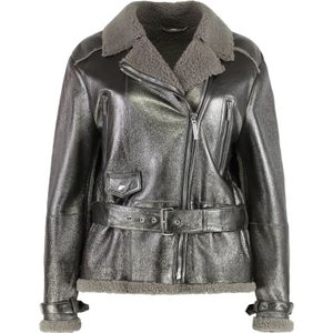 Alberta Ferretti, Dames, Jassen, Grijs, Maat: S Leer,