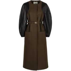 Fendi, Dames, Mantels, Groen, Maat: XS Wol,