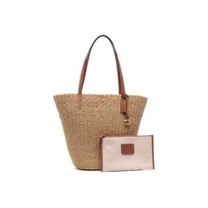 Coach Straw Tote Bag , Beige , Dames , Maat: ONE Size