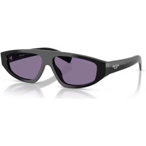 Prada - C02S - Zonnebril - Zwart - Geometrisch Masker Montuur - Violette Spiegelglazen
