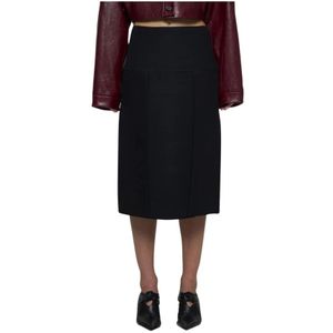 Khaite, Dames, Rokken, Zwart, Maat: XS Leer,