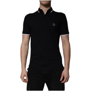 Dolce & Gabbana - Polo T-shirt - Zwart - Korte Mouwen - Regular Fit