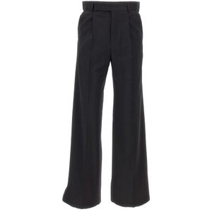 Emporio Armani, Heren, Broeken, Zwart, Maat: S Wol,