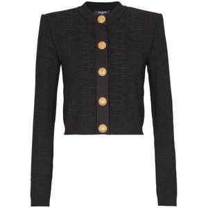 Balmain PB Labyrinth gebreide vest , Black , Dames , Maat: S