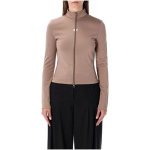 Courrèges, Dames, Sweatshirts & Hoodies, Bruin, Maat: L Jersey,