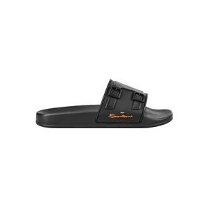 Santoni Italiaanse Sandalen 100% Rubber , Black , Dames , Maat: 41 EU