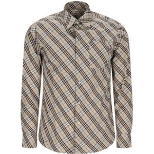 Burberry - Geruite Overhemd - Grijs - Katoen