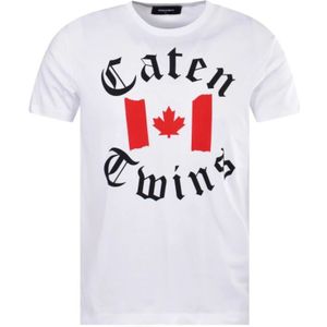 Dsquared2, Heren, Tops, Wit, Maat: M Katoen,