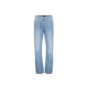 Versace Blauwe Gewassen Straight Fit Jeans , Blue , Heren , Maat: W31