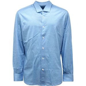 Mazzarelli, Heren, Overhemden, Blauw, Maat: 3XL Leer,
