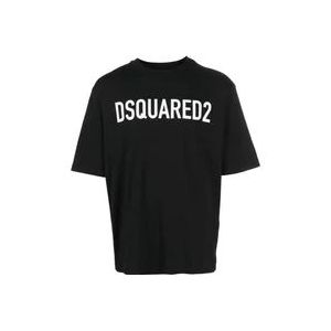 Dsquared2 Zwarte Ronde Hals T-shirts en Polos , Black , Heren , Maat: S