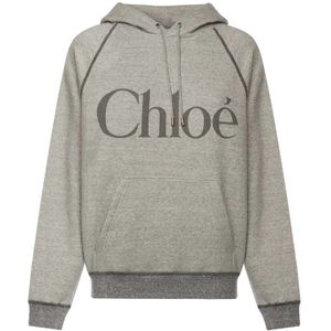 Chloé, Dames, Sweatshirts & Hoodies, Grijs, Maat: XS Katoen,