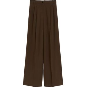 Weekend Max Mara, Dames, Broeken, Bruin, Maat: S Wol,
