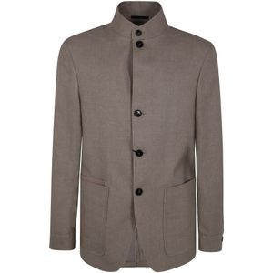Zegna, Heren, Jassen, Bruin, Maat: L Linnen,
