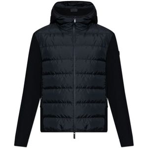 Moncler Cardigan met gewatteerde voorkant , Black , Heren , Maat: XL