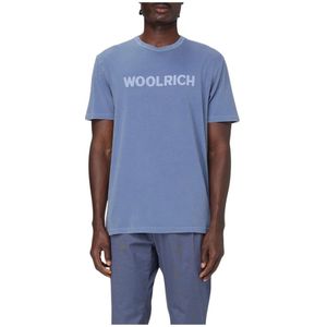 Woolrich, Heren, Tops, Blauw, Maat: M Katoen,