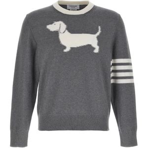 Thom Browne, Heren, Truien, Grijs, Maat: L Katoen,