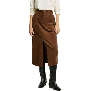 Pepe Jeans, Dames, Rokken, Bruin, Maat: M Leer,