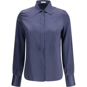 Brunello Cucinelli, Dames, Blouses & Shirts, Blauw, Maat: S Zijde,
